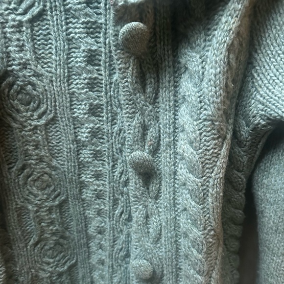 Anthropologie Sleeping on Snow Femme Fisherman Cardigan Green Lacey Cuffs Sz S P - Picture 8 of 13